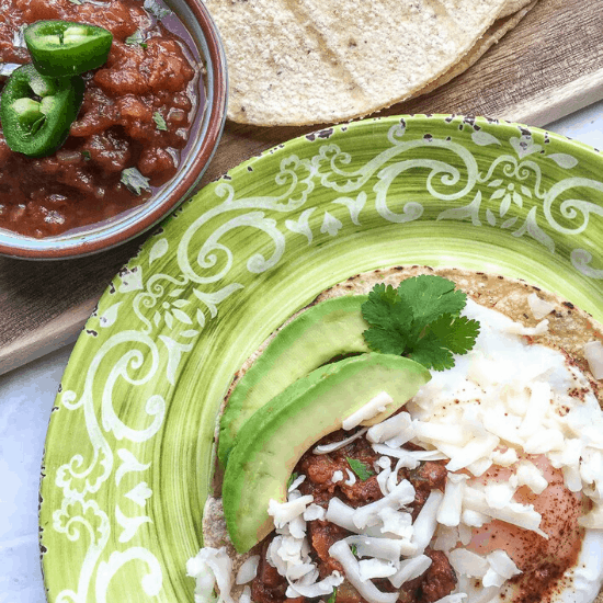 Easy Huevos Rancheros with Refried Beans