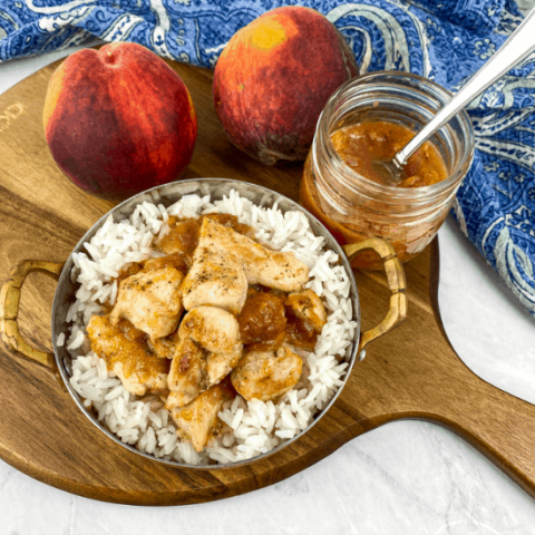 Image for Skillet Chicken and Rice with Warm Peach Sauce