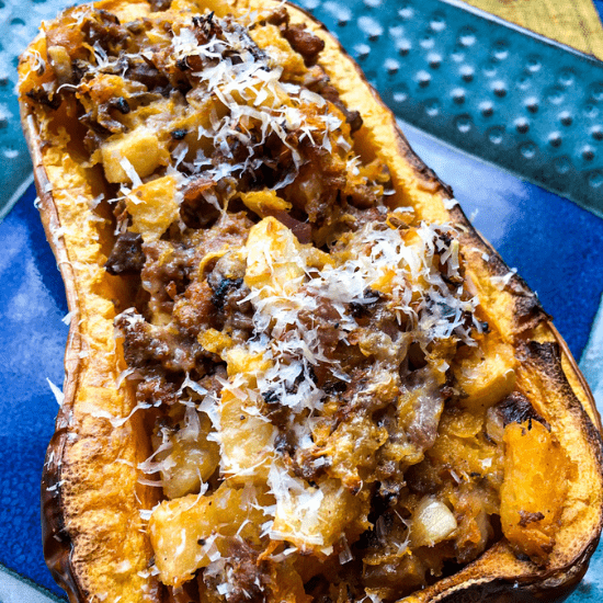 Apple Sausage Stuffed Butternut Squash