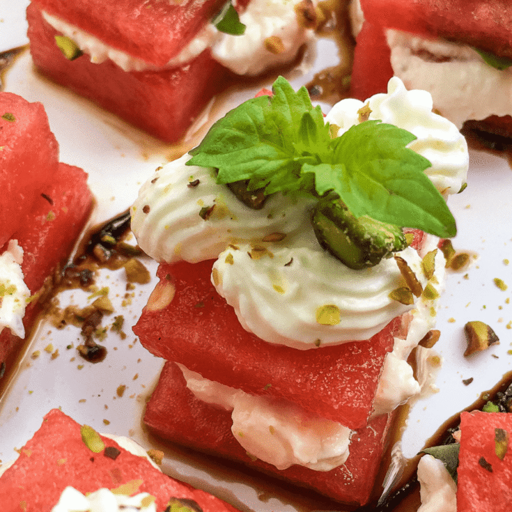 Watermelon, Whipped Feta and Basil Bites
