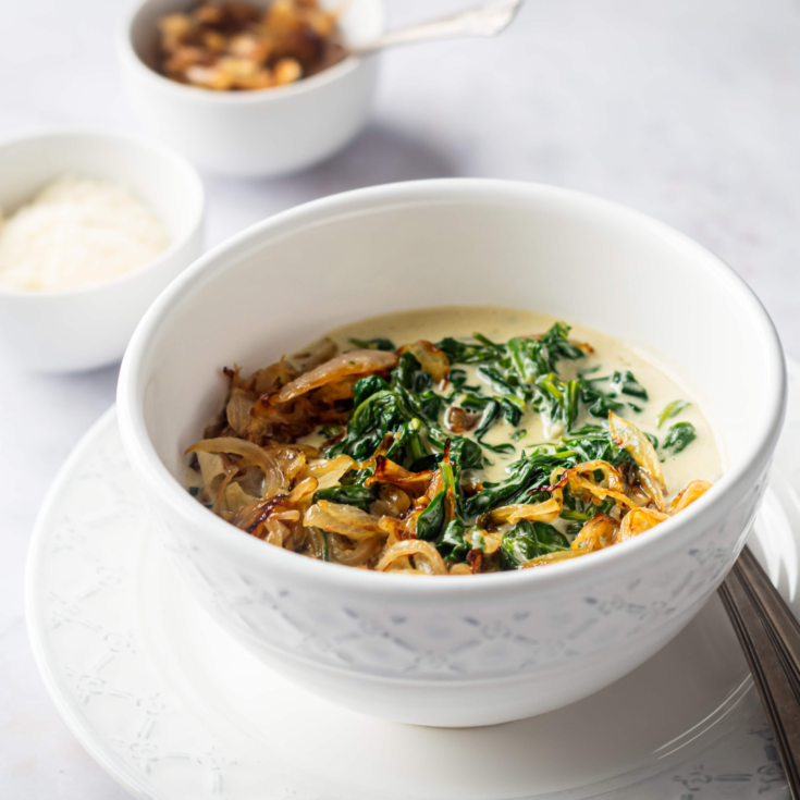 Creamed Spinach with Caramelized Onions