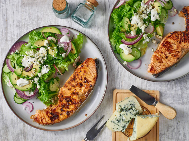 Grilled Dijon Citrus Salmon with Fresh Salad
